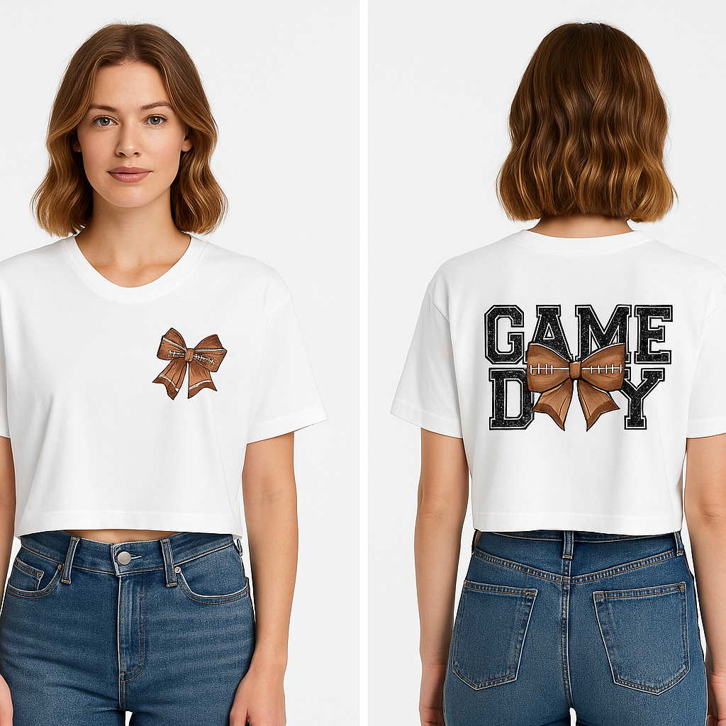 Game Day Crop Tee w Bow
