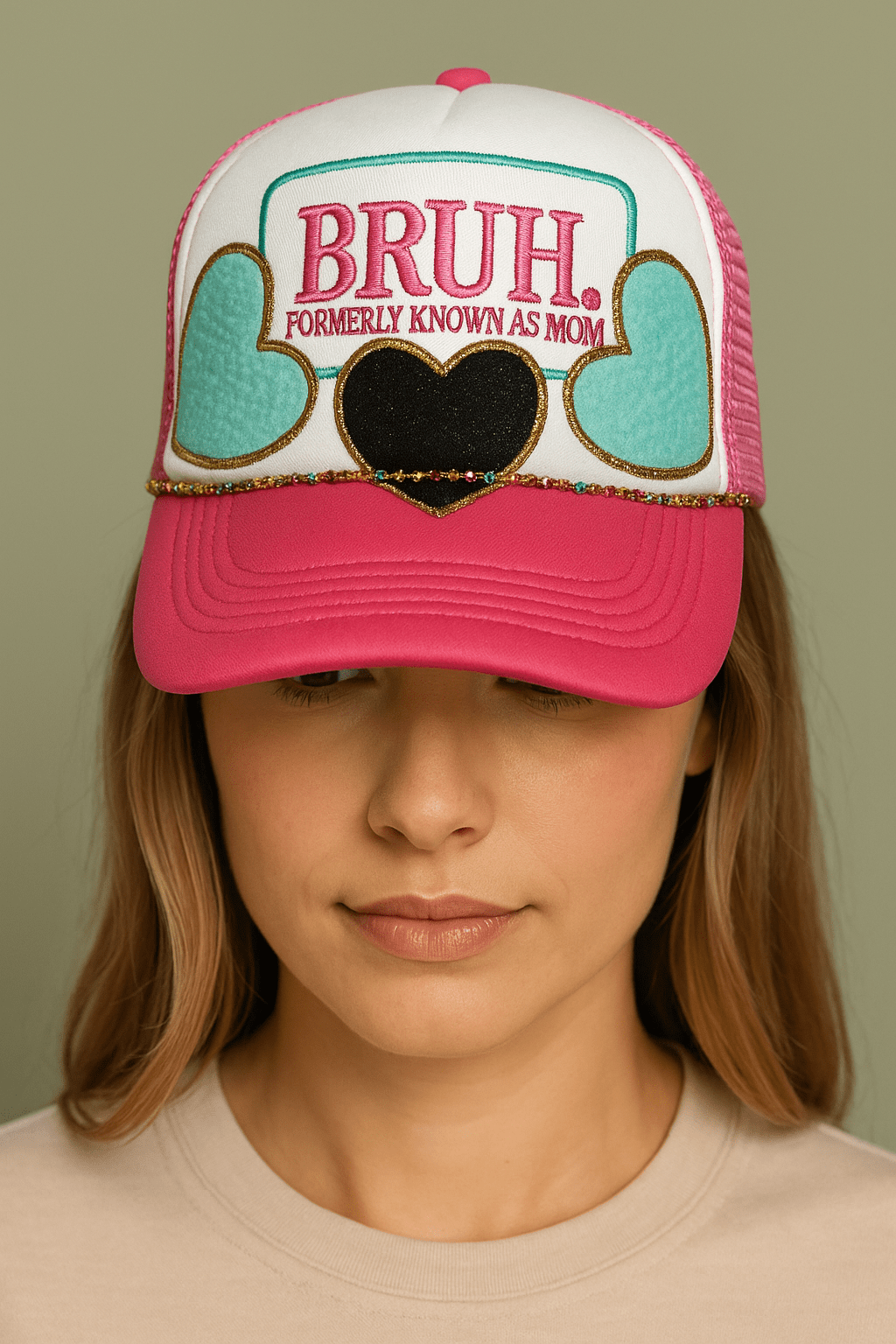 Bruh Trucker Hat w Hearts