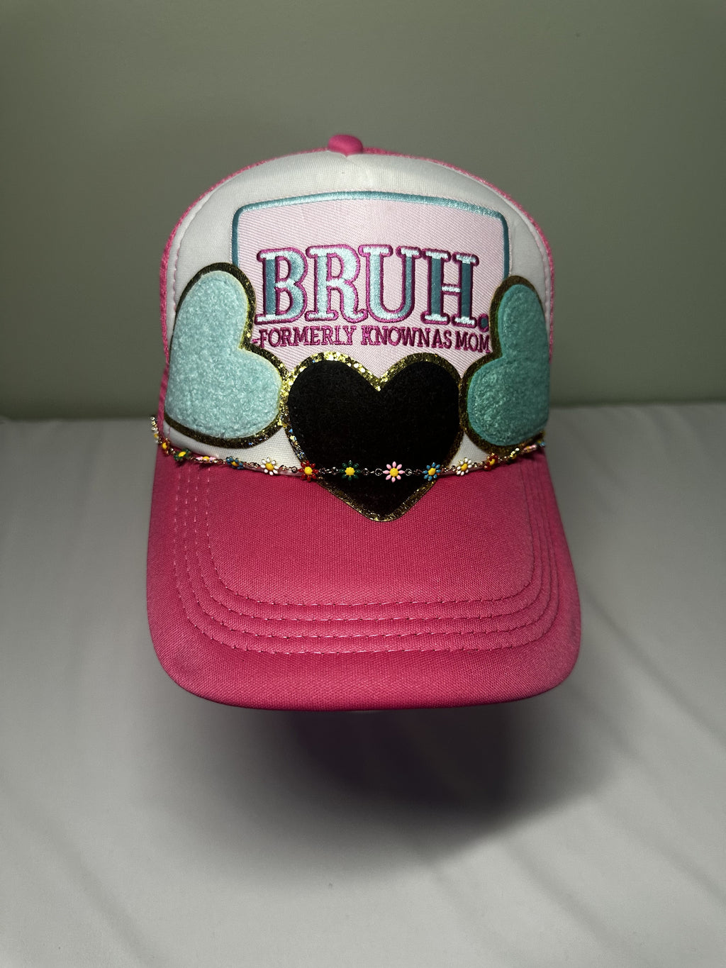 Bruh Trucker Hat w Hearts