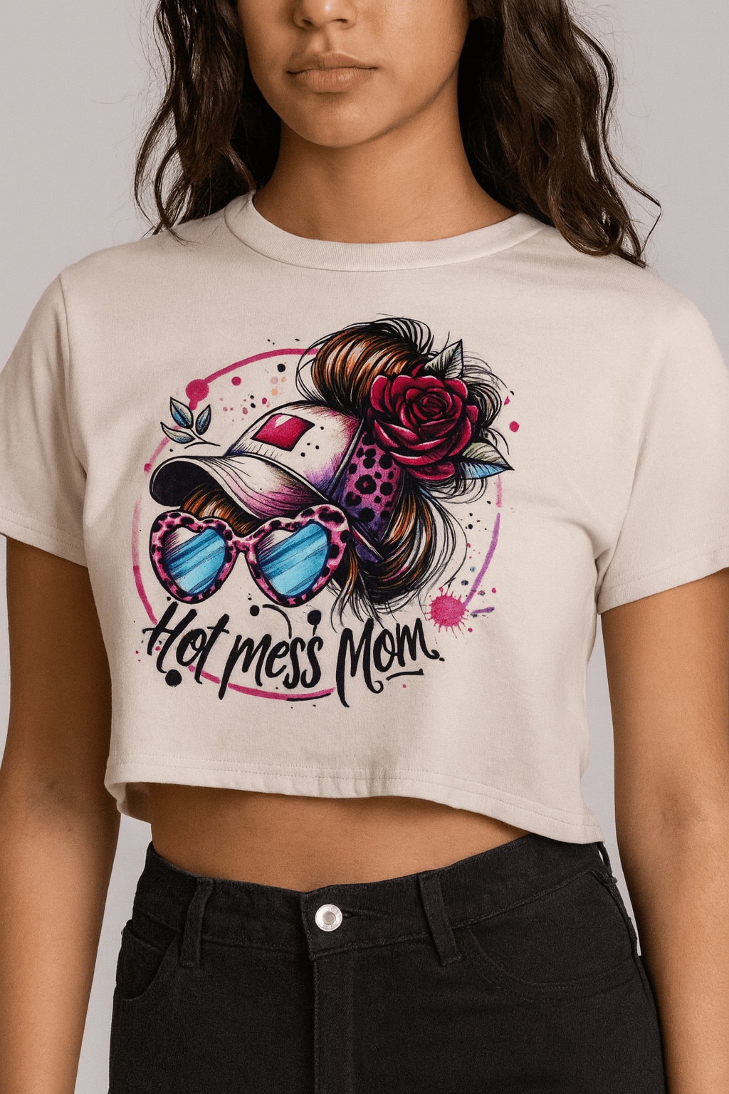 Hot Mess Mom Crop - T